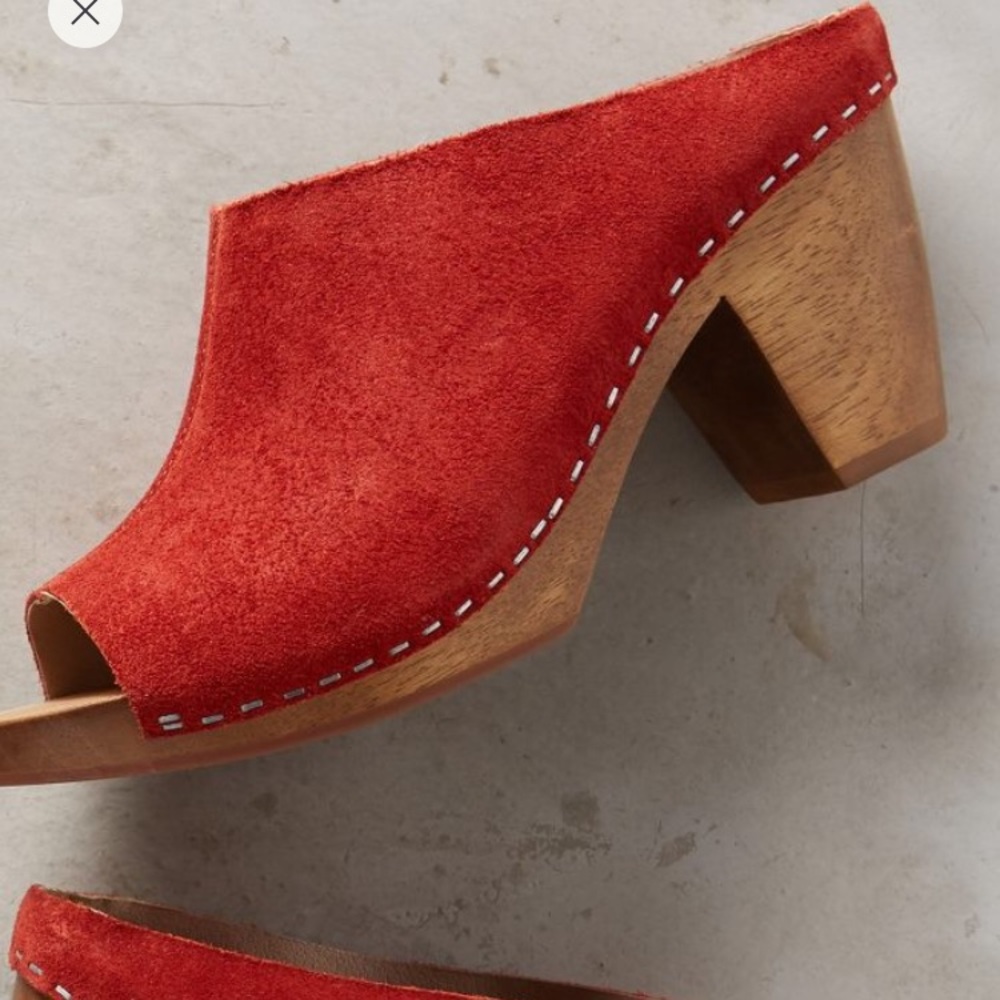 Black suede clogs purchased from Anthropologie